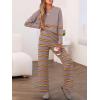 imageCaracilia Womens 2 Piece Outfits Sweater Sets Striped Oversized Sweaters Knit Wide Leg Pant Lounge Set 2025 Fall OutfitsNutmeg Striped Combo