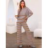 imageCaracilia Womens 2 Piece Outfits Sweater Sets Striped Oversized Sweaters Knit Wide Leg Pant Lounge Set 2025 Fall OutfitsNutmeg Striped Combo