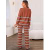 imageCaracilia Womens 2 Piece Outfits Sweater Sets Striped Oversized Sweaters Knit Wide Leg Pant Lounge Set 2025 Fall OutfitsRust Striped Combo
