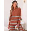 imageCaracilia Womens 2 Piece Outfits Sweater Sets Striped Oversized Sweaters Knit Wide Leg Pant Lounge Set 2025 Fall OutfitsRust Striped Combo