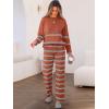 imageCaracilia Womens 2 Piece Outfits Sweater Sets Striped Oversized Sweaters Knit Wide Leg Pant Lounge Set 2025 Fall OutfitsRust Striped Combo