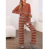 imageCaracilia Womens 2 Piece Outfits Sweater Sets Striped Oversized Sweaters Knit Wide Leg Pant Lounge Set 2025 Fall OutfitsRust Striped Combo