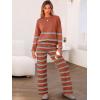 imageCaracilia Womens 2 Piece Outfits Sweater Sets Striped Oversized Sweaters Knit Wide Leg Pant Lounge Set 2025 Fall OutfitsRust Striped Combo