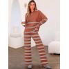 imageCaracilia Womens 2 Piece Outfits Sweater Sets Striped Oversized Sweaters Knit Wide Leg Pant Lounge Set 2025 Fall OutfitsRust Striped Combo