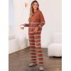 imageCaracilia Womens 2 Piece Outfits Sweater Sets Striped Oversized Sweaters Knit Wide Leg Pant Lounge Set 2025 Fall OutfitsRust Striped Combo
