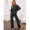 imageCaracilia Womens 2 Piece Outfits Sweater Sets Striped Oversized Sweaters Knit Wide Leg Pant Lounge Set 2025 Fall OutfitsSolid Black
