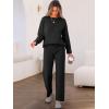 imageCaracilia Womens 2 Piece Outfits Sweater Sets Striped Oversized Sweaters Knit Wide Leg Pant Lounge Set 2025 Fall OutfitsSolid Black
