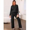 imageCaracilia Womens 2 Piece Outfits Sweater Sets Striped Oversized Sweaters Knit Wide Leg Pant Lounge Set 2025 Fall OutfitsSolid Black
