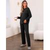 imageCaracilia Womens 2 Piece Outfits Sweater Sets Striped Oversized Sweaters Knit Wide Leg Pant Lounge Set 2025 Fall OutfitsSolid Black