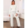 imageCaracilia Womens 2 Piece Outfits Sweater Sets Striped Oversized Sweaters Knit Wide Leg Pant Lounge Set 2025 Fall OutfitsSolid White