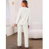 imageCaracilia Womens 2 Piece Outfits Sweater Sets Striped Oversized Sweaters Knit Wide Leg Pant Lounge Set 2025 Fall OutfitsSolid White