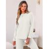 imageCaracilia Womens 2 Piece Outfits Sweater Sets Striped Oversized Sweaters Knit Wide Leg Pant Lounge Set 2025 Fall OutfitsSolid White