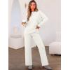 imageCaracilia Womens 2 Piece Outfits Sweater Sets Striped Oversized Sweaters Knit Wide Leg Pant Lounge Set 2025 Fall OutfitsSolid White