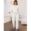 imageCaracilia Womens 2 Piece Outfits Sweater Sets Striped Oversized Sweaters Knit Wide Leg Pant Lounge Set 2025 Fall OutfitsSolid White