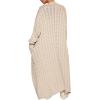 imageCaracilia Womens Long Cardigan Sweaters 2025 Fall Open Front Coat Long Sleeve Cable Knit Maxi Outerwear Trendy Jacket ClothesApricot