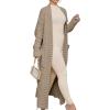 imageCaracilia Womens Long Cardigan Sweaters 2025 Fall Open Front Coat Long Sleeve Cable Knit Maxi Outerwear Trendy Jacket ClothesCamel