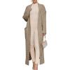 imageCaracilia Womens Long Cardigan Sweaters 2025 Fall Open Front Coat Long Sleeve Cable Knit Maxi Outerwear Trendy Jacket ClothesCamel