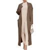 imageCaracilia Womens Long Cardigan Sweaters 2025 Fall Open Front Coat Long Sleeve Cable Knit Maxi Outerwear Trendy Jacket ClothesCoffee