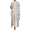 imageCaracilia Womens Long Cardigan Sweaters 2025 Fall Open Front Coat Long Sleeve Cable Knit Maxi Outerwear Trendy Jacket ClothesLight Grey