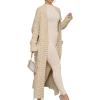 imageCaracilia Womens Long Cardigan Sweaters 2025 Fall Open Front Coat Long Sleeve Cable Knit Maxi Outerwear Trendy Jacket ClothesLight Khaki