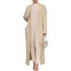 imageCaracilia Womens Long Cardigan Sweaters 2025 Fall Open Front Coat Long Sleeve Cable Knit Maxi Outerwear Trendy Jacket ClothesLight Khaki