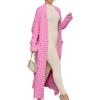 imageCaracilia Womens Long Cardigan Sweaters 2025 Fall Open Front Coat Long Sleeve Cable Knit Maxi Outerwear Trendy Jacket ClothesPink