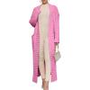 imageCaracilia Womens Long Cardigan Sweaters 2025 Fall Open Front Coat Long Sleeve Cable Knit Maxi Outerwear Trendy Jacket ClothesPink