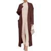 imageCaracilia Womens Long Cardigan Sweaters 2025 Fall Open Front Coat Long Sleeve Cable Knit Maxi Outerwear Trendy Jacket ClothesRed Brown