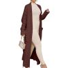imageCaracilia Womens Long Cardigan Sweaters 2025 Fall Open Front Coat Long Sleeve Cable Knit Maxi Outerwear Trendy Jacket ClothesRed Brown