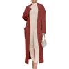 imageCaracilia Womens Long Cardigan Sweaters 2025 Fall Open Front Coat Long Sleeve Cable Knit Maxi Outerwear Trendy Jacket ClothesRust Red