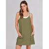 imageCaracilia Womens Summer Mini Dress 2025 Casual Sleeveless Built in Shapewear Sundress Trendy Short Tennis Athletic OutfitsArmy Green