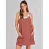 imageCaracilia Womens Summer Mini Dress 2025 Casual Sleeveless Built in Shapewear Sundress Trendy Short Tennis Athletic OutfitsDeep Rust