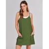 imageCaracilia Womens Summer Mini Dress 2025 Casual Sleeveless Built in Shapewear Sundress Trendy Short Tennis Athletic OutfitsGrass