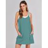 imageCaracilia Womens Summer Mini Dress 2025 Casual Sleeveless Built in Shapewear Sundress Trendy Short Tennis Athletic OutfitsLake Blue