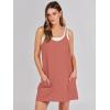 imageCaracilia Womens Summer Mini Dress 2025 Casual Sleeveless Built in Shapewear Sundress Trendy Short Tennis Athletic OutfitsRust Red
