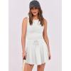 imageCaracilia Womens Tennis Mini Dresses 2025 Summer Sleeveless Built in Shorts Golf Athletic One Piece Active Romper DressWhite