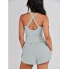 imageCaracilia Womens Workout Athletic Romper Summer Sets Short Jumpsuits Onesie Running Outfits Exercise Gym 2025 Trendy ClothesLight Green