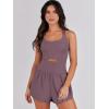 imageCaracilia Womens Workout Athletic Romper Summer Sets Short Jumpsuits Onesie Running Outfits Exercise Gym 2025 Trendy ClothesNutmeg
