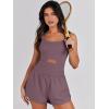 imageCaracilia Womens Workout Athletic Romper Summer Sets Short Jumpsuits Onesie Running Outfits Exercise Gym 2025 Trendy ClothesNutmeg