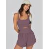 imageCaracilia Womens Workout Athletic Romper Summer Sets Short Jumpsuits Onesie Running Outfits Exercise Gym 2025 Trendy ClothesNutmeg