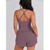 imageCaracilia Womens Workout Athletic Romper Summer Sets Short Jumpsuits Onesie Running Outfits Exercise Gym 2025 Trendy ClothesNutmeg