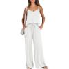 imageCaracilia 2 Piece Lounge Sets for Women Summer Casual Matching Wide Leg Pants Beach Travel Vacation 2025 Trendy OutfitsWhite