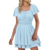 imageCaracilia Women Cute Summer Romper Dress Flowy Short Sleeve Square Neck Elastic Waist 2025 Casual Fashion OutfitsLight Blue