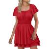 imageCaracilia Women Cute Summer Romper Dress Flowy Short Sleeve Square Neck Elastic Waist 2025 Casual Fashion OutfitsRed