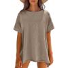 imageCaracilia Women Summer Lightweight Sweater Top Oversized Short Sleeve Drop Shoulder Seams Outside Casual TShirts Trendy 2025Khaki