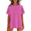 imageCaracilia Women Summer Lightweight Sweater Top Oversized Short Sleeve Drop Shoulder Seams Outside Casual TShirts Trendy 2025Rose Red