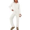 imageCaracilia Womens 2 Piece Outfits Sweater Sets Striped Oversized Sweaters Knit Wide Leg Pant Lounge Set 2025 Fall OutfitsSolid White