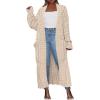 imageCaracilia Womens Long Cardigan Sweaters 2025 Fall Open Front Coat Long Sleeve Cable Knit Maxi Outerwear Trendy Jacket ClothesApricot