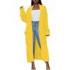 imageCaracilia Womens Long Cardigan Sweaters 2025 Fall Open Front Coat Long Sleeve Cable Knit Maxi Outerwear Trendy Jacket ClothesYellow