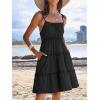 imageCaracilia Sundress for Women 2025 Summer Casual Travel Vacation Beach Cover Ups Floral Spaghetti Strap Flowy Cute Mini DressBlack